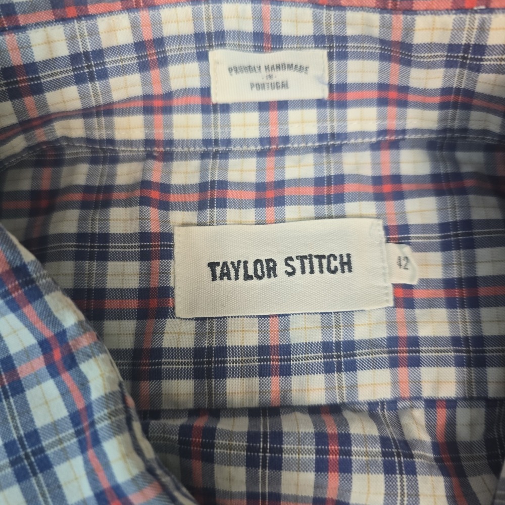 Taylor Stitch Plaid Button-Down Shirt in White, Blue, Pink - Picture 3 of 7
